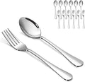 SANTUO Forks and Spoons Set, 6PCS 7.3" Salad Forks and 6PCS 7.3" Soup Spoons, Stainless Steel Silverware set of 12, Mirror Polished & Dishwasher Safe