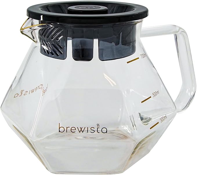Brewista 700ml/23.7oz X Series Glass Coffee Carafe, Small Pour Over Glass Pot Server, 2-4 Cups, Polygonal Design for Improved Flavor, Heat Resistant Odorless Glass Pitcher