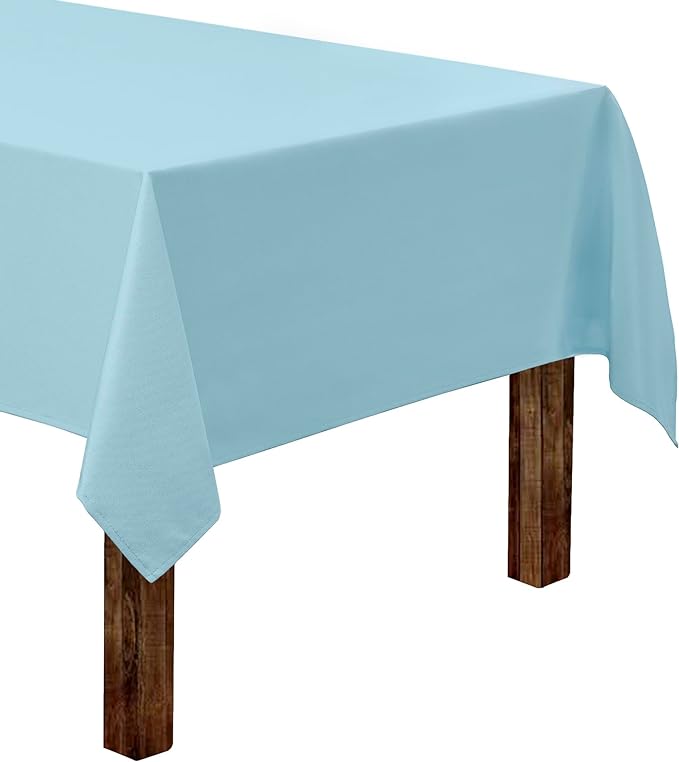 Gee Di Moda Rectangle Tablecloth - 60 x 84 Inch Baby Blue Table Cloth for 5 Foot Rectangle Table - Heavy Duty Washable Fabric - for 5 Ft Buffet Table, Holiday Party, Dinner, Wedding & Baby Shower