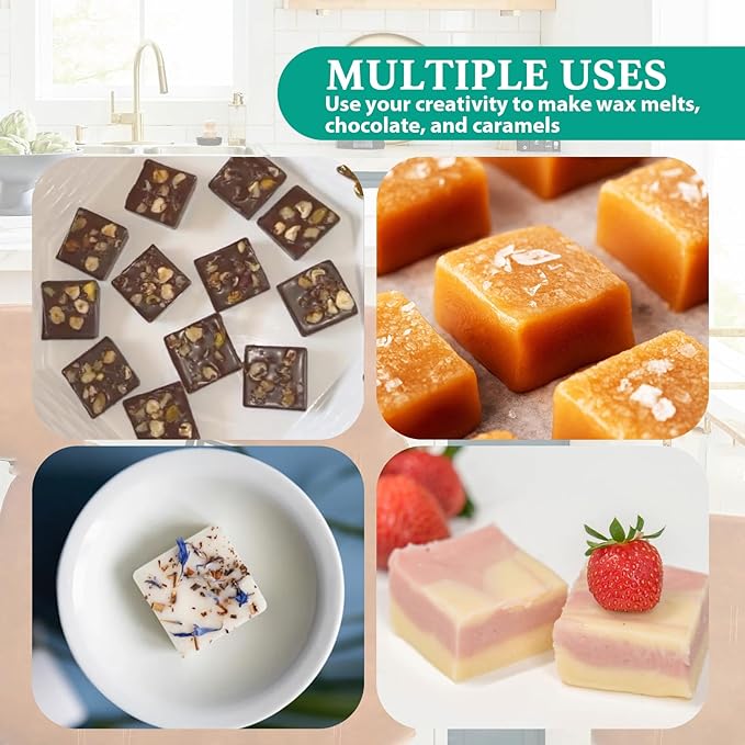 HKNMTT Square Candy Molds Silicone for Caramels Truffles Chocolate, 2 PCS 40 cavities for Baking, Food Grade Gummy Making Kit Wax Melts Moulds