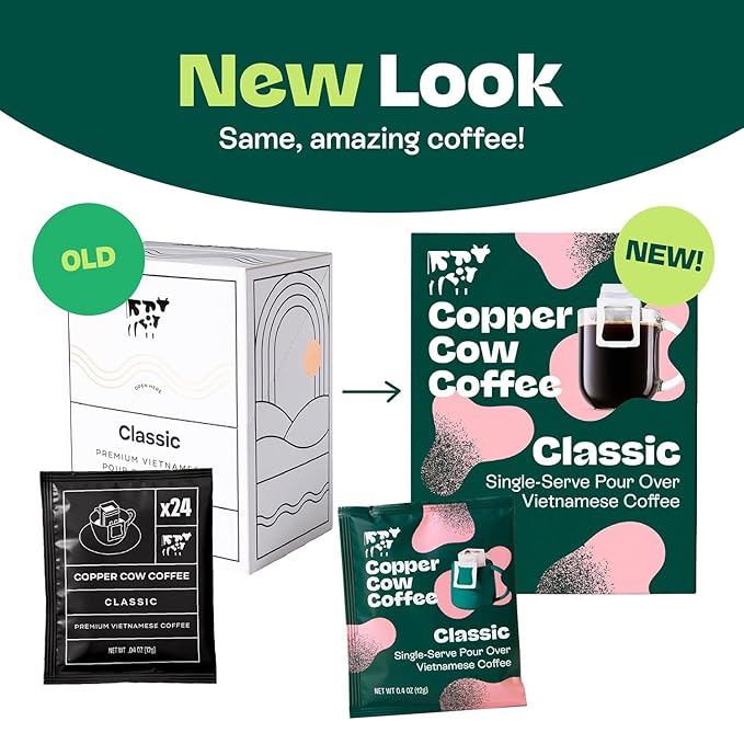 Copper Cow Coffee Premium Pour Over Single-Serve Vietnamese Coffee | Best Brews Variety Pack (Includes 5 coffees) | Classic Black, Churro, Vanilla, & Salted Caramel, Travel Friendly