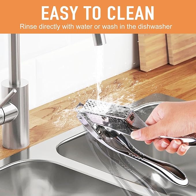 Garlic press and slicer 2 in 1,Effortlessly Crush, Slice, and Mince Garlic,with this Versatile Kitchen Tool - Perfect for Home Cooks and Professional Chefs Alike. (Pearl White)