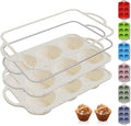 2 Packs 6 Cups Silicone Muffin Pan with Metal Reinforced Frame Jumbo Size Cupcake Pan Tray Egg Bites Silicone Circle Cookie Molds Muffin Tin Tart Pans Large Big Baking Sheet Set for Breakfast