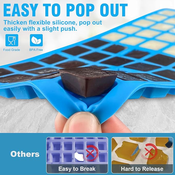 Walfos Square Silicone Molds, Silicone Dog Treat Molds for Baking and Freezing, Non-Stick Food Grade Silicone Baking Molds for Puppy Dog Treats, Chocolate, Candy, Jelly, Mini Ice Cubes, 2 Packs.
