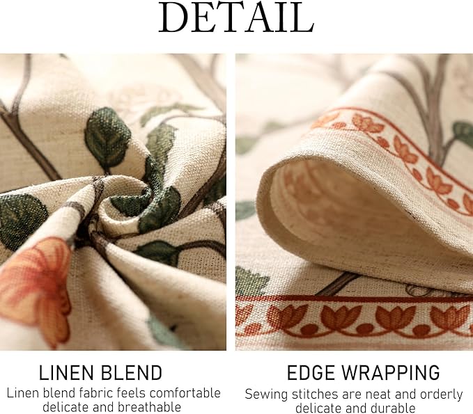 ISAENNE Designer Floral Small Rectangle Tablecloth,French Linen Light Beige Indoor Table Cloth,Fall Wrinkle Resistant Decor Tablecloths for Dining Thanksgiving Kitchen,55"*71"-Flora A
