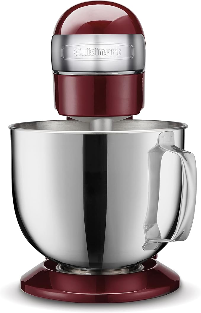 Cuisinart Stand Mixer, 12 Speed, 5.5 Quart Stainless Steel Bowl, Chef’s Whisk, Mixing Paddle, Dough Hook, Splash Guard w/ Pour Spout, Pinot Noir, SM-50PNNAS