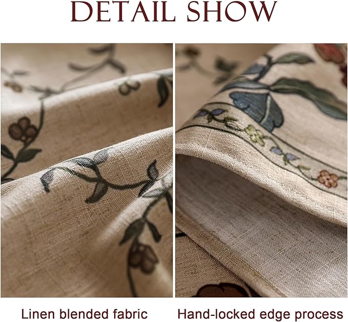 patdrea Designer Linen French Tablecloth for Rectangle Table,Fall Country Breathable Floral Tablecloths,Table Cover for Kitchen Dining,Tea Party,Christmas,Thanksgiving,55"x79"-Oliveirad