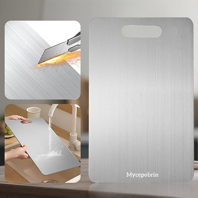 Katuchef Titanium Cutting Board, Siraat 100% Pure Apex Titanium Cutting Boards for Kitchen, Double Sided Non Toxic Celuxer Board for Cutting Meat Vegetable Fruit,Easy to clean(XXL:18.11L*11.81W)