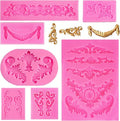 Rainmae 7 Pcs Baroque Fondant Silicone Molds, Relief Flower Lace Chocolate Mould, Scroll Lace Clay Mold, Filigree Mold 3D Sculpted Decoration, Cupcake Topper, Jewelry, Polymer Clay, Crafting Projects
