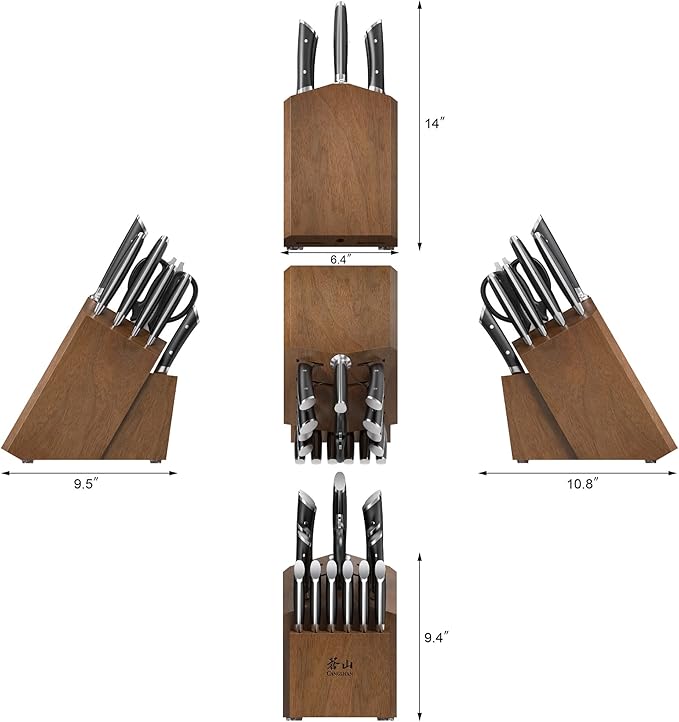 Cangshan HELENA Series German Steel Forged Knife Block Set (17-Piece, Black)
