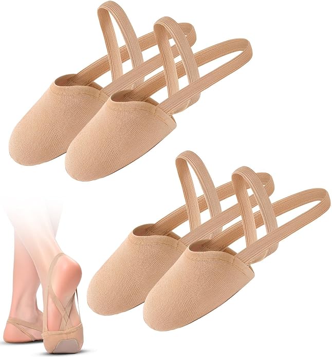 2Pcs Women's Canvas Half Soles Dance Shoes Turners Dance Shoes Lyrical Pirouette Shoes for Ballet