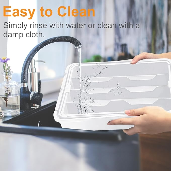 Homecor Silverware Drawer Organizer, Adjustable Kitchen Drawer Organizer, Expands from 4 to 7 Slots, Non-Slip BPA-Free Flatware Cutlery Utensil Holder for Forks Knives Spoons and Kitchen Utensil,White