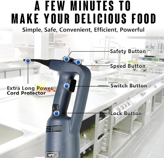 VONCI 750W Commercial Immersion Blender, Electric Hand Blender with 16" Detachable Shaft, Variable Speed 8000-19000RPM,Industrial Immersion Blender for Restaurant Kitchen.Extra Heavy Duty Hand Mixer.