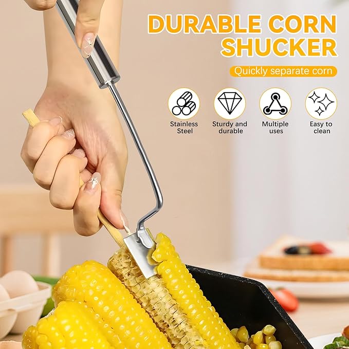 Corn Peeler,Stainless Steel Corn Stripping Tool,Corn Peeler for Corn on the Cob, Easy to Clean,Corn Cutter,Corn Cob Peeler as Gift for Women (2PCS)