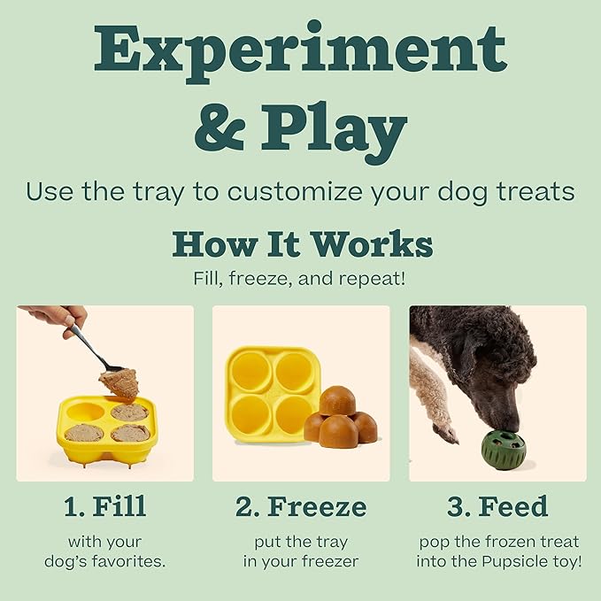 WOOF Pupsicle and Treat Tray - Long-Lasting Interactive Dog Toys and Silicone Dog Treat Mold - Keep Your Pup Busy - Easy to Clean - Dog Toys for XL Dogs 75 lbs and Up