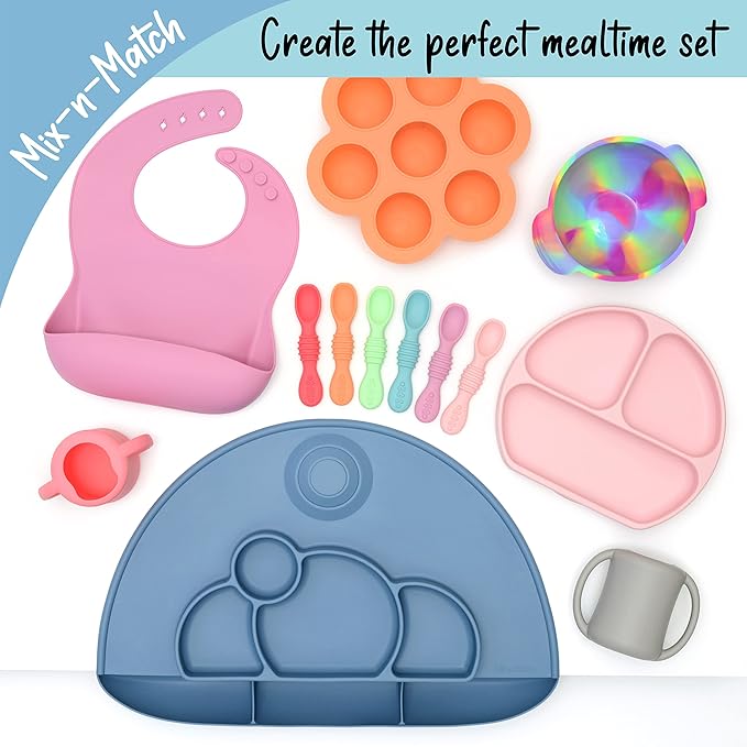 PrimaStella Silicone Chew Spoon Set for Babies and Toddlers - Safety Tested - BPA Free - Microwave, Dishwasher and Freezer Safe - Earth Shades