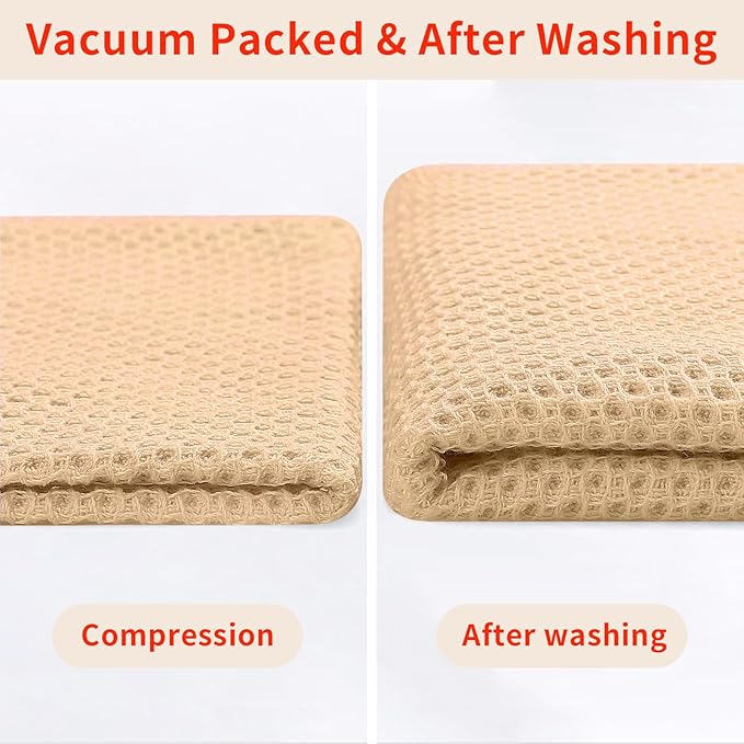 Homaxy 100% Cotton Waffle Weave Kitchen Dish Cloths, Ultra Soft Absorbent Quick Drying Dish Towels, 12 x 12 Inches, 6-Pack, Apricot