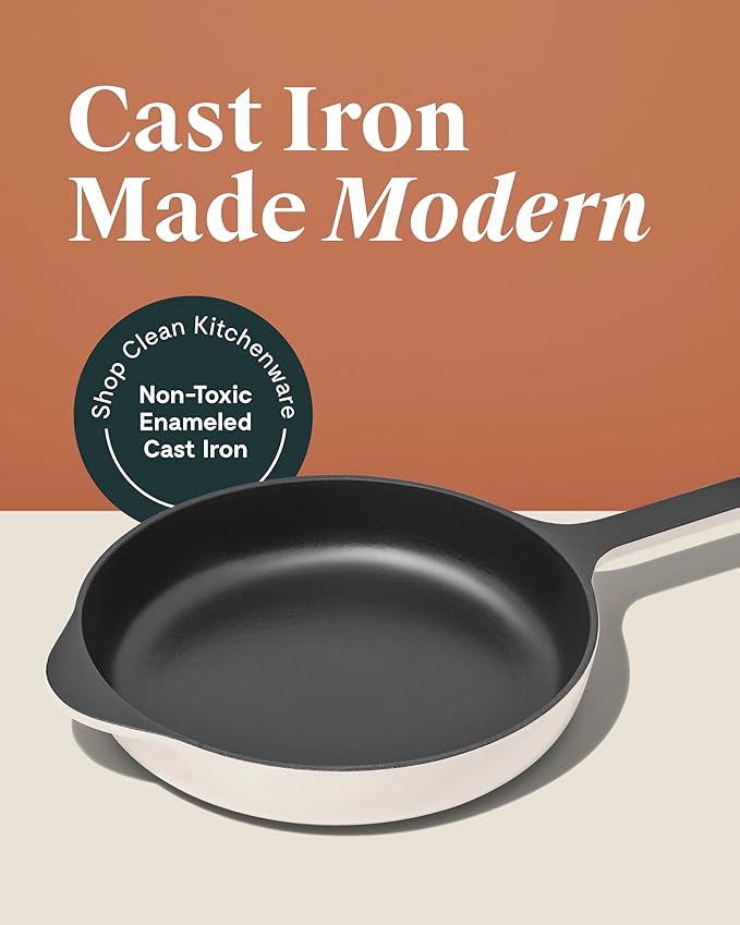Caraway Cast Iron Skillet - 10.5” Enameled Cast Iron Pan With 3 Layer Enamel Coating - No Seasoning Required - Compatible With All Stovetops - Free From Forever Chemicals - Midnight Blue