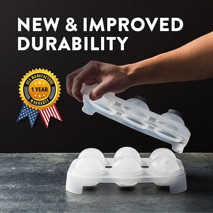 SVERES Large Round Ice Cube Mold | Leak-Free Whiskey Ice Cubes Mold | Top Fill Silicone Round Ice Cube Molds & Easy Release Ice Ball Maker | BPA-Free Big Ice Cube Molds Makes 2.5in Sphere Ice ball