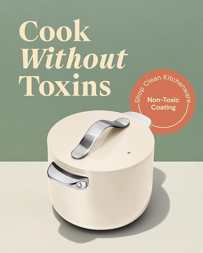 Caraway Petite Cooker - 2 Qt Ceramic Coated Pot - Free From Forever Chemicals - Perfect for Rice, Grains, or Sauces - Black
