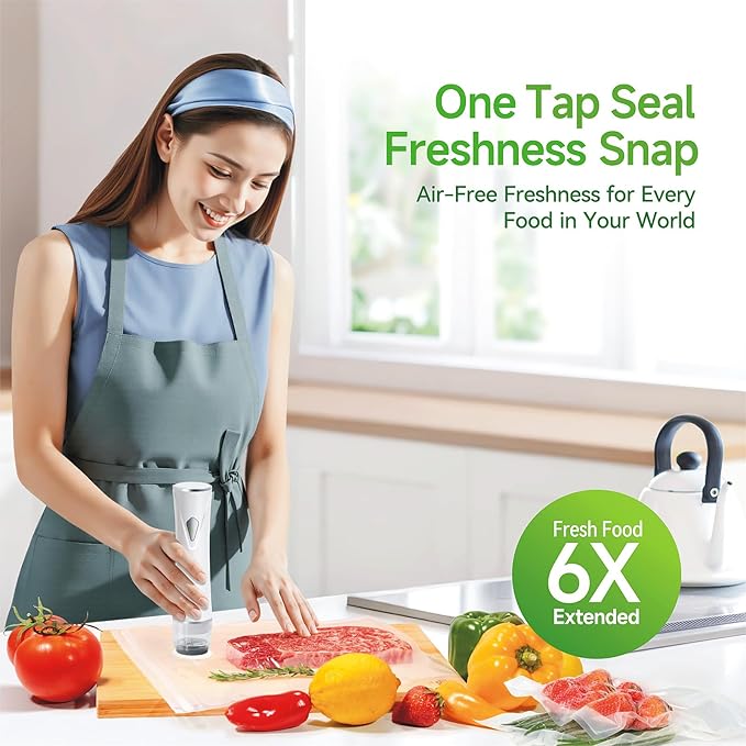 Handheld Vacuum Sealer, Premium Vacuum Sealer for Food + 35 Reusable Sous Vide Bags, Powerful Vacuum Food Sealer for Kitchen, Home, BBQ, Travel