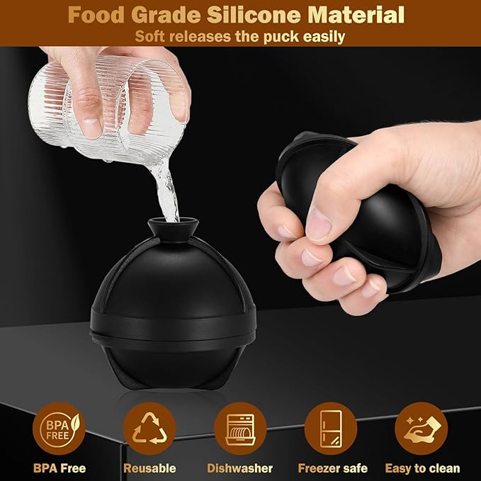 3D Golf Ball Ice Cube Mold 2.5 Inch Large Silicone Round Ice Cube Molds Novelty Golf Ball Gifts Stuff for Cocktails, Bourbon,Brandy, Whiskey Gifts for Men and Women (1, Golf Ball)