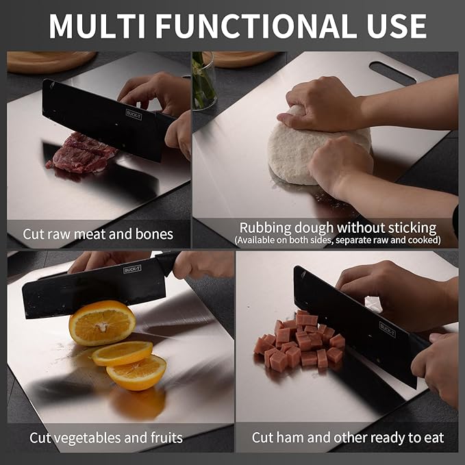 Katuchef Titanium Cutting Board 2025 New Upgrade Pure Titanium Cutting Boards for Kitchen Double Sided Cutting Boards Non Toxic,Hygiene Durable Chopping Board Suitable for Dishwasher Safe(15.35*11.02)