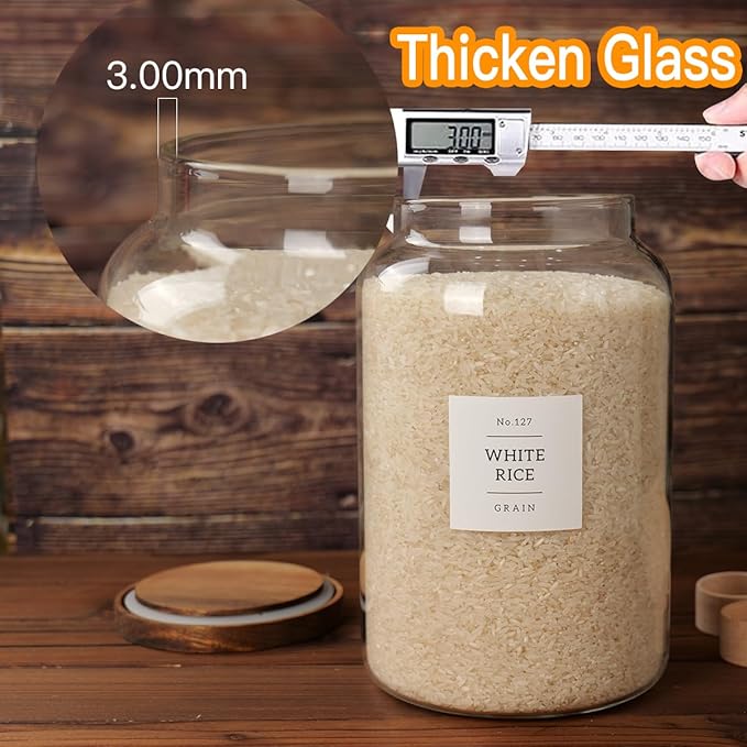 2 PCS Large Glass Jar with Airtight Lid, Glass Food Storage Jars for Tea,Spice,Cereal, Egg,Flour,Coffee and More(1 gallon/4000 ml)