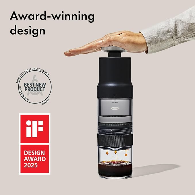 OXO Brew Rapid Brewer - Portable Coffee Maker, Fast Manual Hot & Cold Brew, Small Handheld Brewer, Compact Travel Coffee Maker