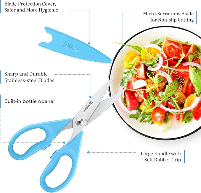 Gifts for Dad from Daughter Son, BEST DAD Tool Shears, iBayam Kitchen Scissors All Purpose Heavy Duty Meat Scissors Poultry Shears, Dishwasher Safe Stainless Steel Utility Scissor