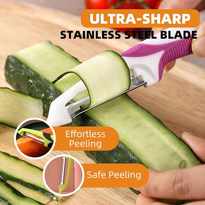 Trez Treamer Vegetable Peelers for Kitchen,6PCS P Peelers Stainless Steel Potato Carrot Veggie Zucchini Cucumber Apple Peeler,Ultra-thin Peeling (6 P Peelers)