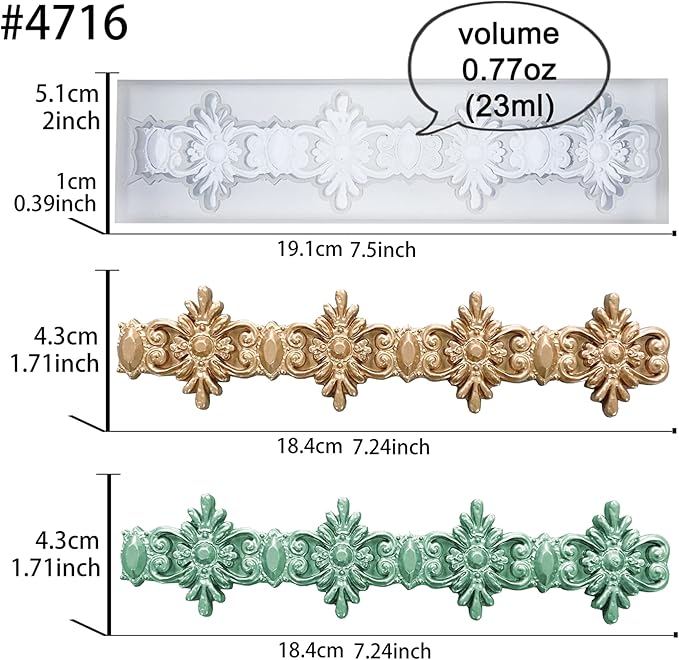 Border Mold for Polyclay Air Dry Clay Plaster