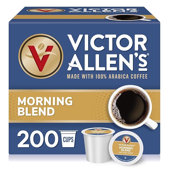 Victor Allen's Coffee Morning Blend, Light Roast, 200 Count, Single Serve Coffee Pods for Keurig K-Cup Brewers
