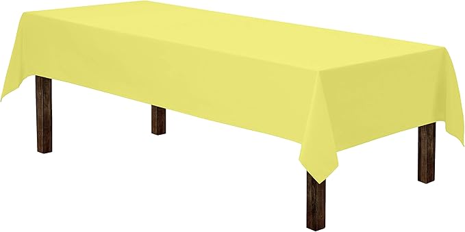 Gee Di Moda Rectangle Tablecloth - 60 x 84 Inch Yellow Table Cloth for 5 Foot Rectangle Table - Heavy Duty Washable Fabric - for 5 Ft Buffet Table, Holiday Party, Dinner, Wedding & Baby Shower