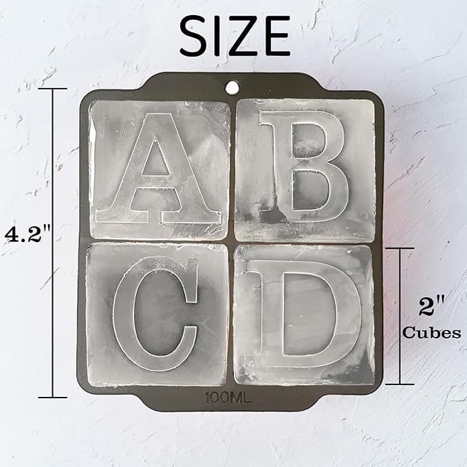 Letter U Monogram Ice Cube Mold Custom Ice Cube Mold 2 Inch Big Initials Silicone Ice Cube Tray Gifts for DAD Gifts for Him