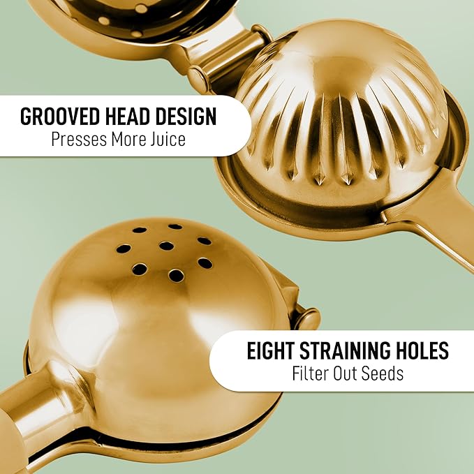 Zulay Kitchen Lemon Squeezer Stainless Steel - Premium Quality, Heavy Duty Solid Metal Squeezer Bowl - Large Manual Citrus Press Juicer and Lime Squeezer Stainless Steel - Gold