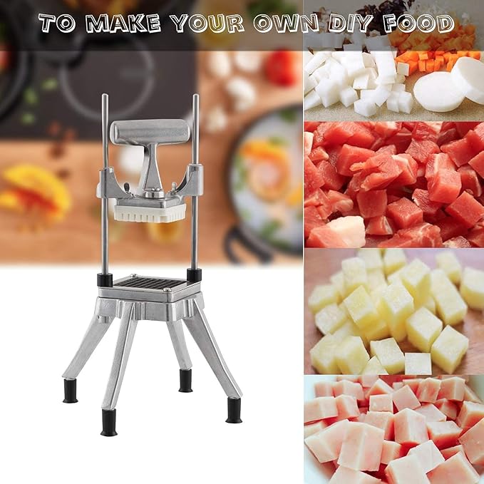 Commercial Vegetable Dicer, 1/2" +1/4" +3/8" Stainless Steel Blade, Quick Chopper Machine Easy for Onion Tomato Pepper Potato