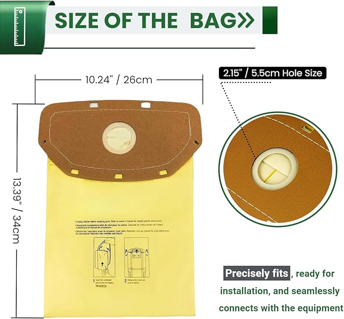 15 Pack AH10232 Sealed Collar Vacuum Bags for Hoover Commercial MPWR 40V Cordless Backpack Vacuum CH93619, CH93600 | Type CB1 Replacement Filter Bag with Leak-Proof Design