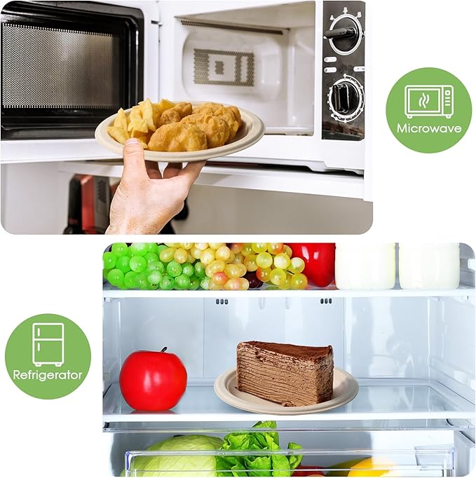 ECOLipak 6 Inch Disposable Compostable Small Paper Plates, 500 Pack Recycled Sugarcane Bagasse Biodegradable Heavy Duty Mini Dinner Appetizer Cake Dessert Plates for Party(Nature)