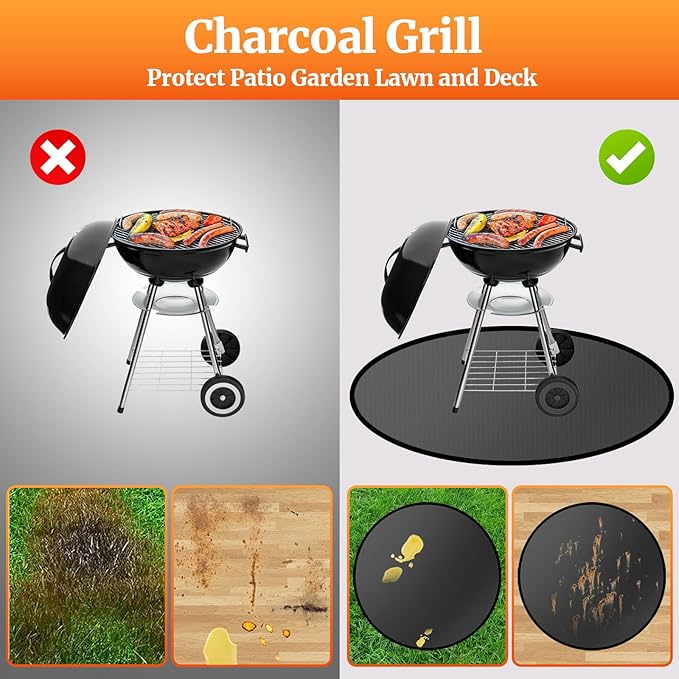 19.5" Round Fire Pit Mat for Solo Stove Mesa/Tabletop Under Fire Pit Mat Fireproof Waterproof and Oil-Proof, 4 Layers Under Grill Mat Fireproof Mat Portable Camping Stove Mat for Solo Stove Accessorie