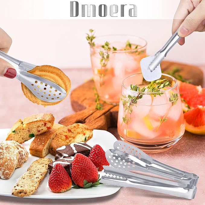 24 Pack Premium Small Serving Tongs,Dmoera Mini Stainless Steel Appetizer Tongs, 5 Inch(12.7cm)