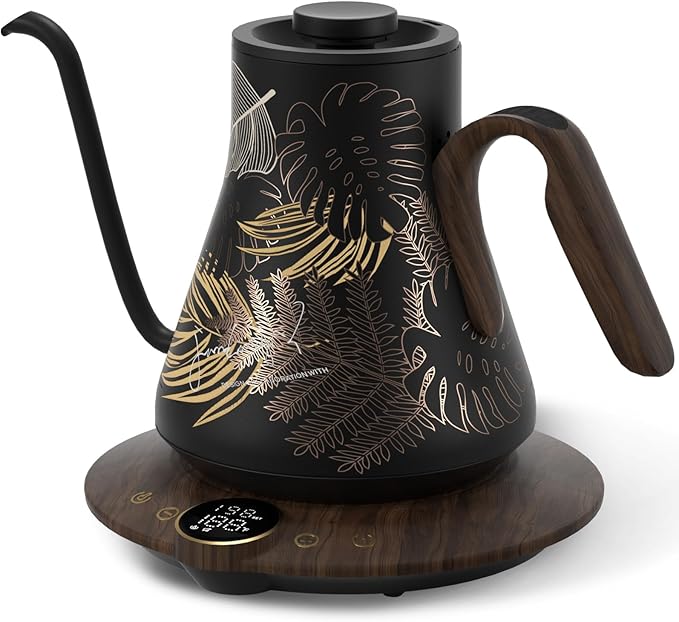 Cocinare FLOW B9 Gooseneck Electric Kettle, Precise Temperature Control for Pour-Over Coffee & Tea Brewing, Stainless Steel Interior, Rapid Heating for Boiling Water 0.9L (Rainforest)