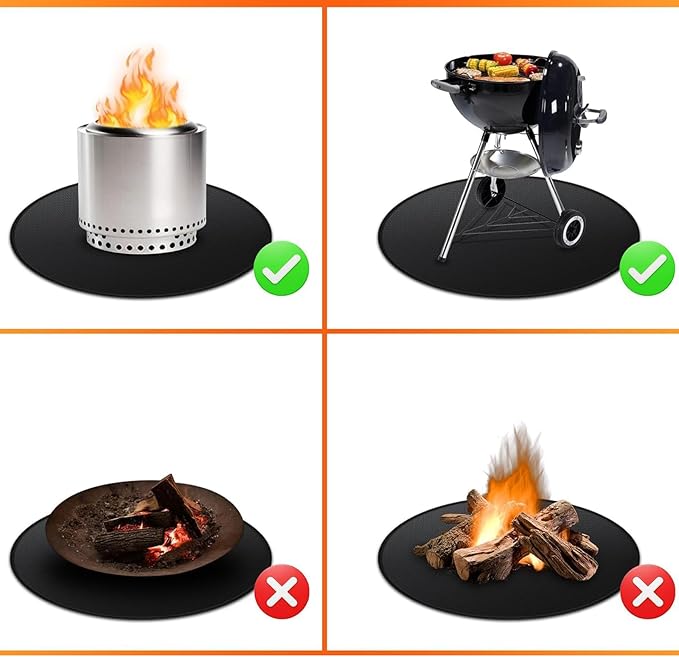 19.5" Round Fire Pit Mat for Solo Stove Mesa/Tabletop Under Fire Pit Mat Fireproof Waterproof and Oil-Proof, 4 Layers Under Grill Mat Fireproof Mat Portable Camping Stove Mat for Solo Stove Accessorie