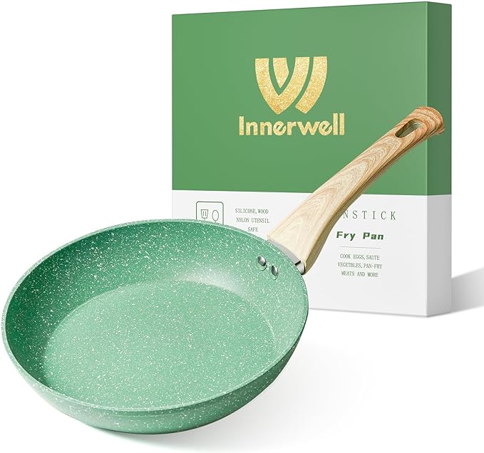 Innerwell Nonstick 9.5 Inch Skillet, Aluminum, Non-Toxic, PTFE & PFOA Free, Suitable for All Stovetops, Easy to Clean, Multipurpose