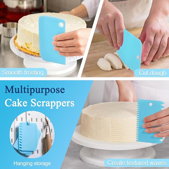 Piping Bags and Tips Set, Cake Decorating Kit with 2 Reusable Piping Bags, 24 Icing Tips, 2 Couplers, 3 Scrapers 2 Silicone Rings, Cupcake Decorating Kits Cake Piping Tips Frosting Piping Kit