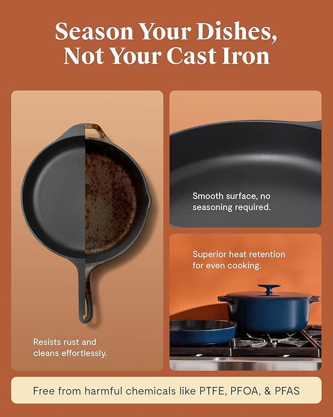 Caraway Enameled Cast Iron Dutch Oven - 8qt Dutch Oven With Lid - 3 Layer Enamel Coating - No Seasoning Required - Compatible With All Stovetops - Oven Safe - No Forever Chemicals - Cream