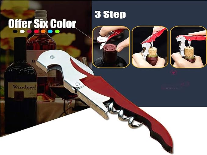 Professional Waiter Corkscrew Wine Openers Set, Heavy Duty Stainless Steel Hinges Wine Key for Restaurant Waiters, Sommelier, Bartenders