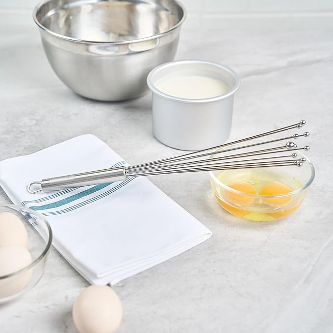 Restaurantware-German Standard 12.6 Inch Ball Whisks, 24 Dishwashable Kitchen Whisks - Ergonomic Handle, Durable, Stainless Steel Manual Egg Beater, Suitable For Whisking, Stirring, Mixing, Beating
