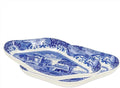 Spode Blue Italian Pickle Dishes, Set of 2-8.5-Inch Porcelain Appetizer Trays with Scroll Border & Countryside Artwork - Elegant Small Serving Pieces for Entertaining & Dining Displays
