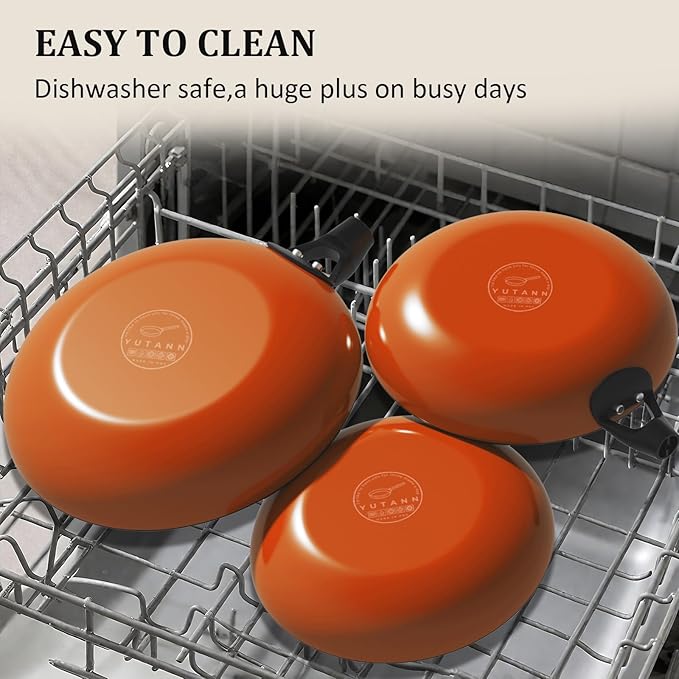 YUTANN Nonstick Cast Iron Skillets 3-Pack - 8/10/12 Inch Frying Pans, Pre-Seasoned with Diamond Bottom for Better Oil Control, PFAS/PFOA Free, Removable Handles, Cookware Gift for Home Chefs
